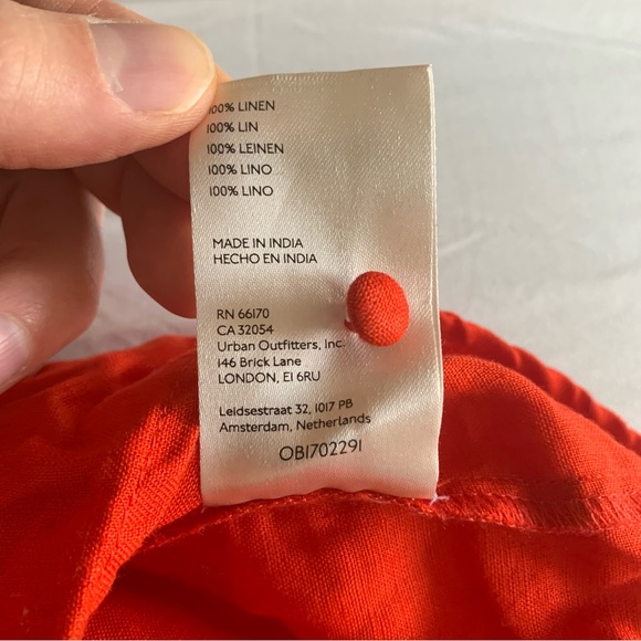 Maeve Anthropologie Audie Blouse Womens Small 100% Linen Orange Long Sleeve Boho - Picture 10 of 13